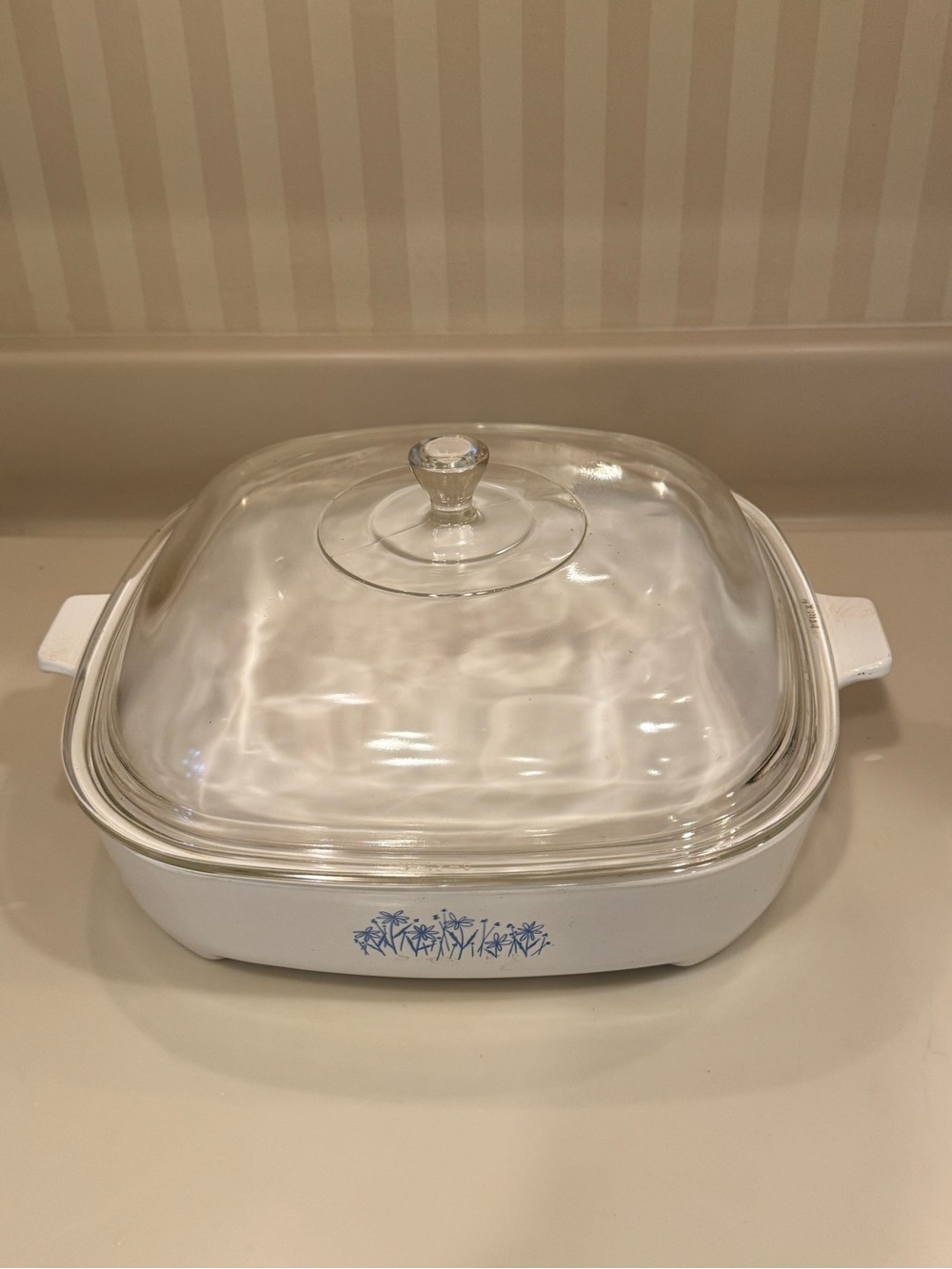 Vintage Corning Blue Daisy Casserole Made For Sears - Picture 2 of 13